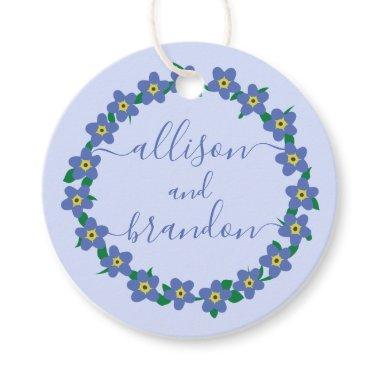 Forget Me Not Wreath Wedding Gift Tag, Favor Tag