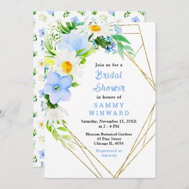 Forget-Me-Nots and Daisies Floral Bridal Shower Invitations