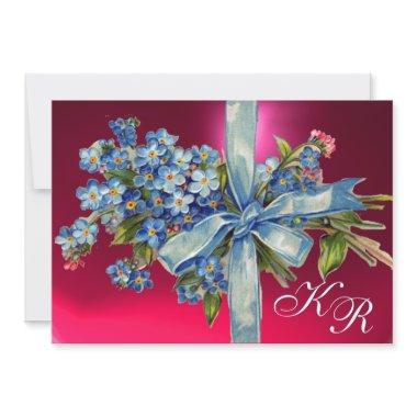 FORGET ME NOTS MONOGRAM WEDDING PARTY blue pink Invitations