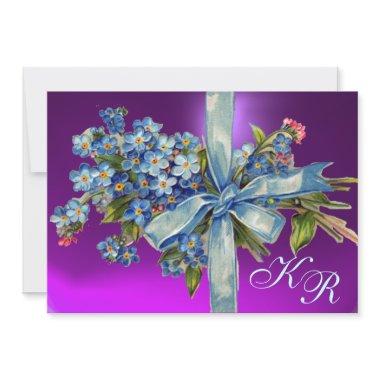 FORGET ME NOTS MONOGRAM WEDDING PARTY blue purple Invitations