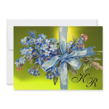 FORGET ME NOTS MONOGRAM WEDDING PARTY blue yellow Invitations