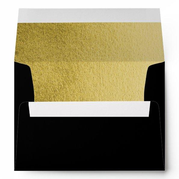 Formal Black and Gold Faux Foil Envelope