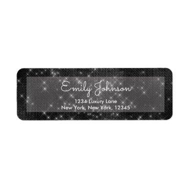 Formal Black and White Sparkle Shimmer Label