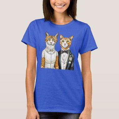 Formal Dress Bride and Groom Chic Cat Couple T-Shirt