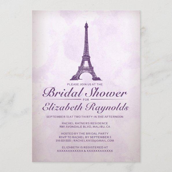Formal Eiffel Tower Bridal Shower Invitations