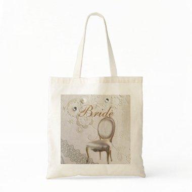 Formal elegant lace paris vintage bride tote bag