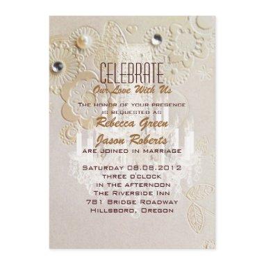 Formal elegant swirls chandelier vintage wedding Invitations