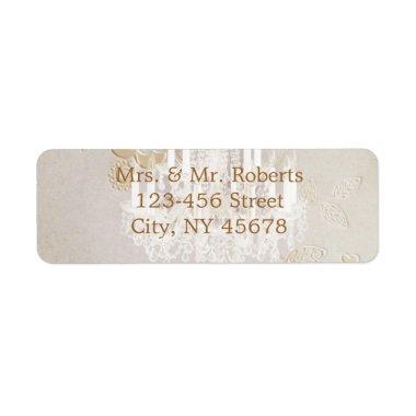 Formal elegant swirls chandelier vintage wedding label