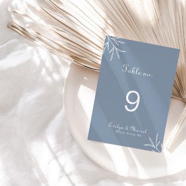 Formal Minimal Dusty Blue Wedding Table Number