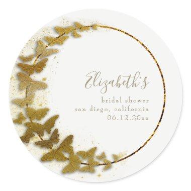 Formal Modern Classic Boho Gold Butterfly Bridal Classic Round Sticker