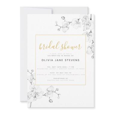 Formal Modern Classic Ivory Orchids Bridal Shower Invitations