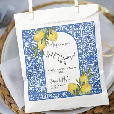 Found Main Squeeze Lemon & Blue Tile Engagement Favor Bag