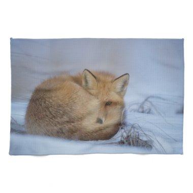 fox tea towel, foxy kitchen towel, fox home decor towel