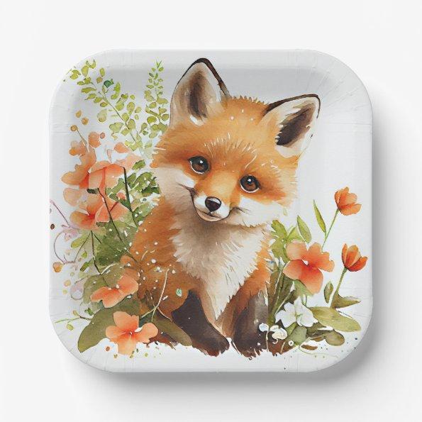 Fox Woodland Birthday Party Baby Shower Paper Plates