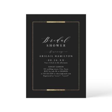 Framed Elegance Black Simple Modern Bridal Shower Invitations