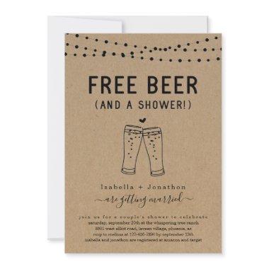 Free Beer Funny Couple's Bridal Wedding Shower Invitations