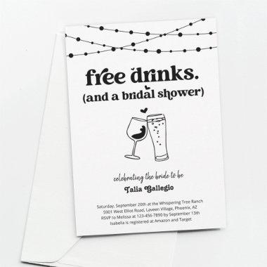 Free Drinks Funny Bridal Wedding Shower Invitations