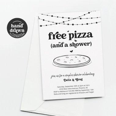 Free Pizza Funny Couple's Shower Invitations