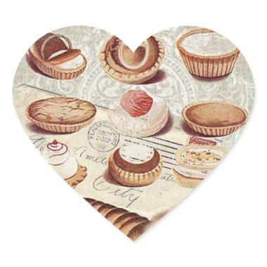 french bakery cupcake pastry desserts heart sticker