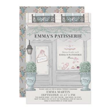 French Bakery Patisserie Paris Gray Bridal Shower Invitations