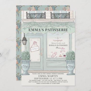 French Bakery Patisserie Paris Green Bridal Shower Invitations