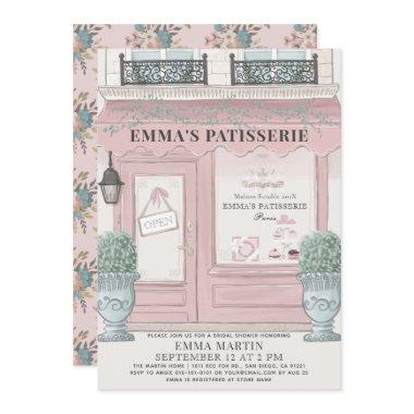 French Bakery Patisserie Paris Pink Bridal Shower Invitations