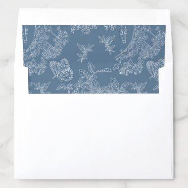 French Blue Chinoiserie Floral  Envelope Liner