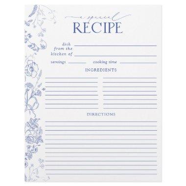 French Blue & White Shower Recipe Binder Page