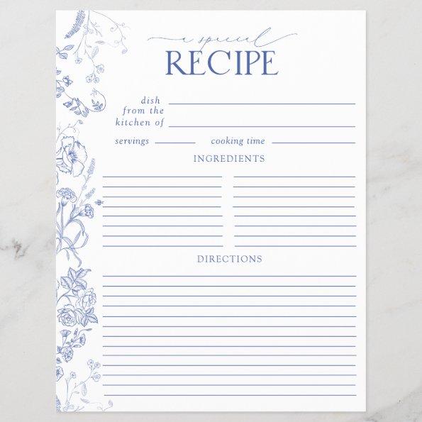 French Blue & White Shower Recipe Binder Page