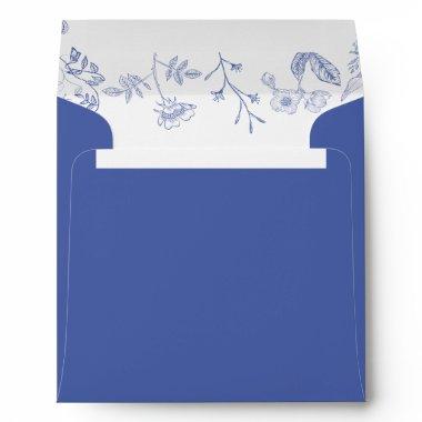 French Blue & White Victorian Floral Bridal Shower Envelope