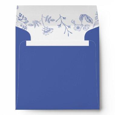 French Blue & White Victorian Floral  Envelope