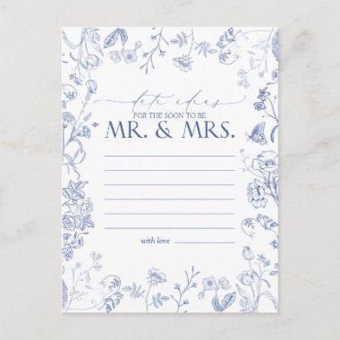 French Blue & White Victorian Floral Date Ideas PostInvitations