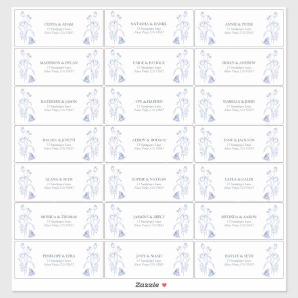 French Blue & White Victorian Floral Guest Address Sticker