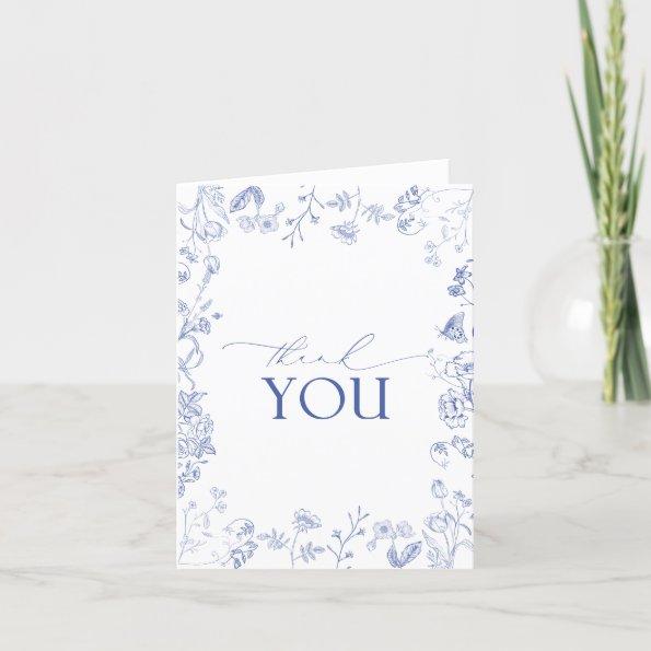 French Blue & White Victorian Floral Thank You