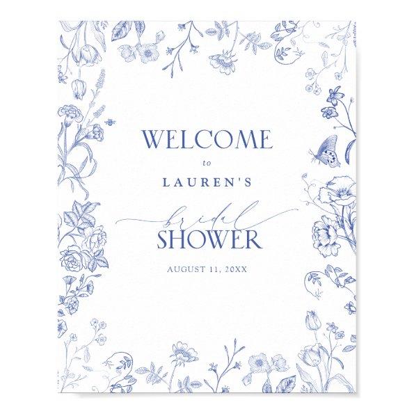French Blue & White Victorian Shower Welcome Poster