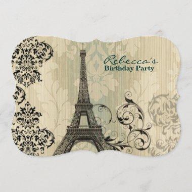 french country eiffel tower paris birthday party Invitations