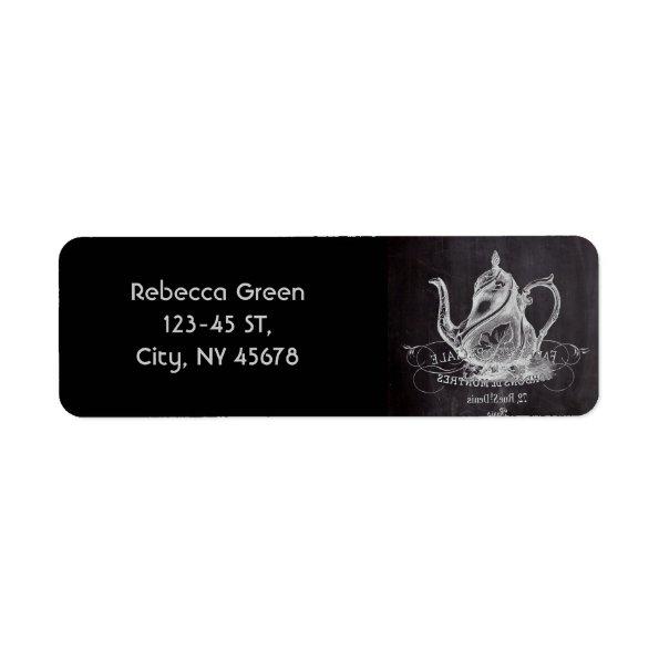 french country paris tea party chalkboard teapot label