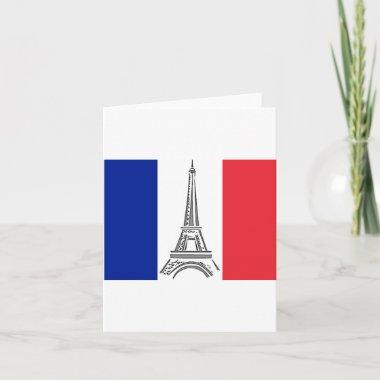 French Flag Eiffel Tower Paris Note Invitations