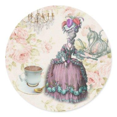 French floral Paris Tea Party Marie Antoinette Classic Round Sticker