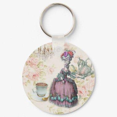 French floral Paris Tea Party Marie Antoinette Keychain