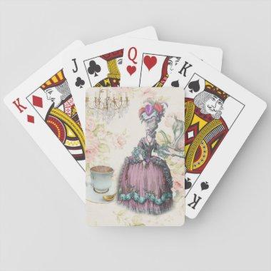 French floral Paris Tea Party Marie Antoinette Playing Invitations
