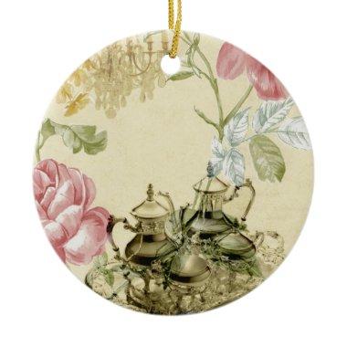 French floral Teacup Teapot Paris Tea Party Ceramic Ornament