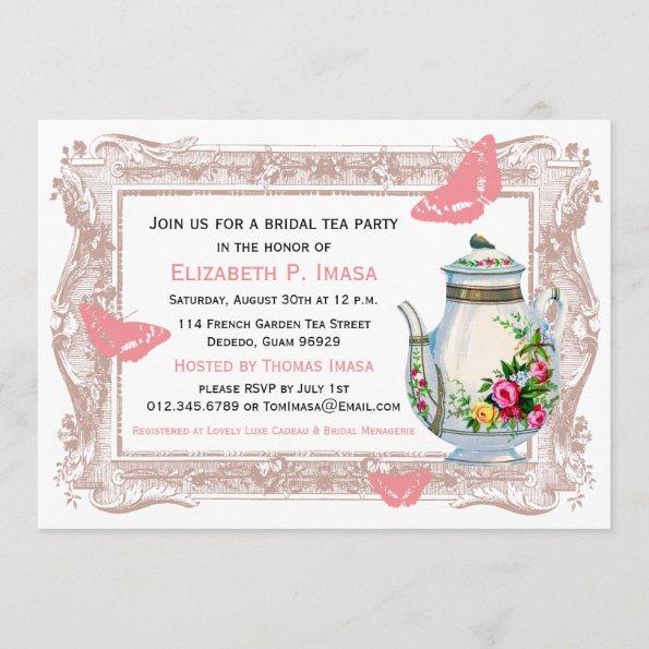 French Garden Bridal Tea Party Invitations