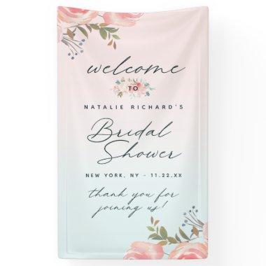 French Garden Floral Peony Bridal Shower Welcome Banner