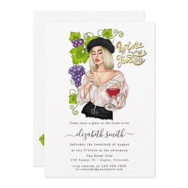 French Girl Wine Tasting Bridal Shower Invitations