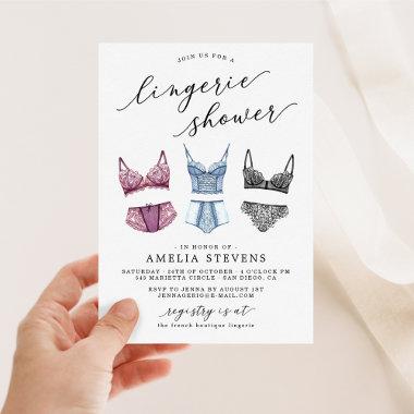 French Lace Lingerie Shower Invitations