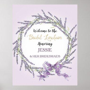 French Lavender Floral Wreath Gold Bridal Luncheon Poster