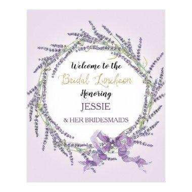 French Lavender Floral Wreath Gold Bridal Luncheon Poster