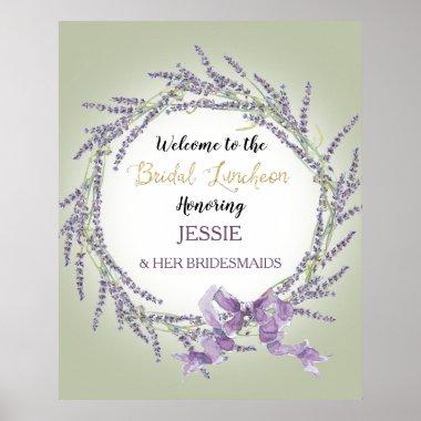 French Lavender Floral Wreath Sage Bridal Luncheon Poster