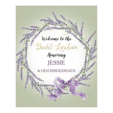 French Lavender Floral Wreath Sage Bridal Luncheon Poster